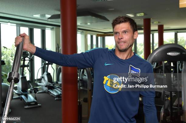 Rune Almenning Jarstein of Hertha BSC during the training camp at Volkspark-Stadion on July 15, 2018 in Neuruppin, Germany.