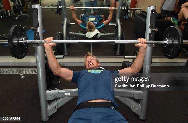 Per Skjelbred of Hertha BSC during the training camp at Volkspark-Stadion on July 15, 2018 in Neuruppin, Germany.