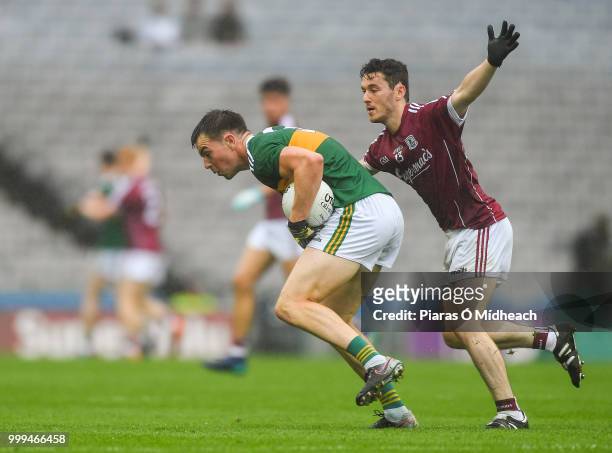 Dublin , Ireland - 15 July 2018; Jack Barry of Kerry in action against Ian Burke of Galway during the GAA Football All-Ireland Senior Championship...