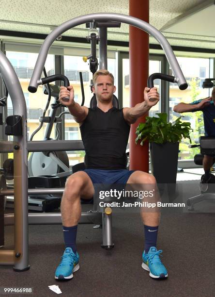 Arne Maier of Hertha BSC during the training camp at Volkspark-Stadion on July 15, 2018 in Neuruppin, Germany.