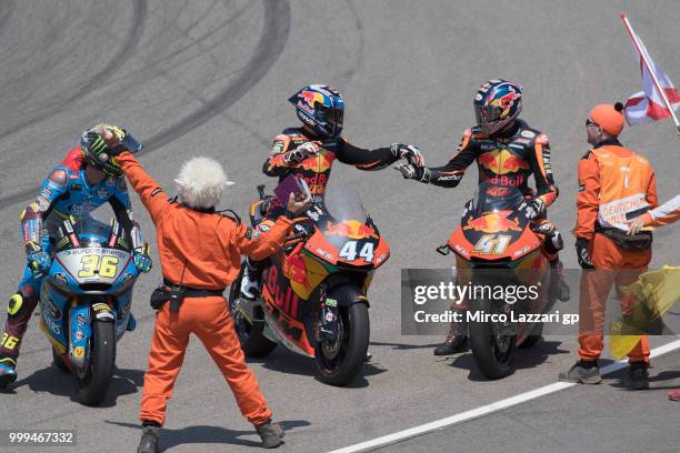 Joan Mir of Spain and EG 0,0 Marc VDS, Miguel Oliveira of Portugal and Red Bull KTM Ajo and Brad Binder of South Africa and Red Bull KTM Ajo...