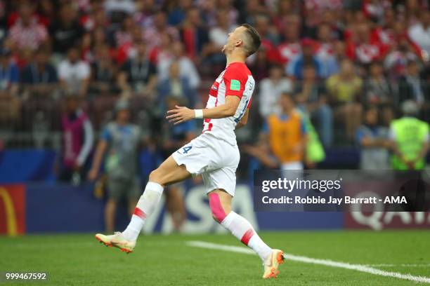 Ivan Perisic of Croatia reacts during the 2018 FIFA World Cup Russia Final between France and Croatia at Luzhniki Stadium on July 15, 2018 in Moscow,...