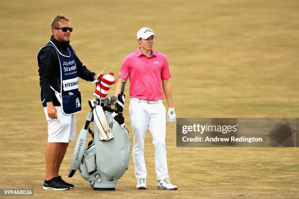 Matthew Fitzpatrick of England selects a club on hole four during day four of the Aberdeen Standard Investments Scottish Open at Gullane Golf Course...