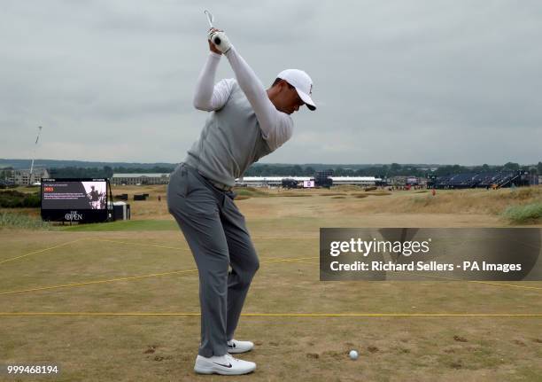 Tiger Woods during preview day one of The Open Championship 2018 at Carnoustie Golf Links, Angus.