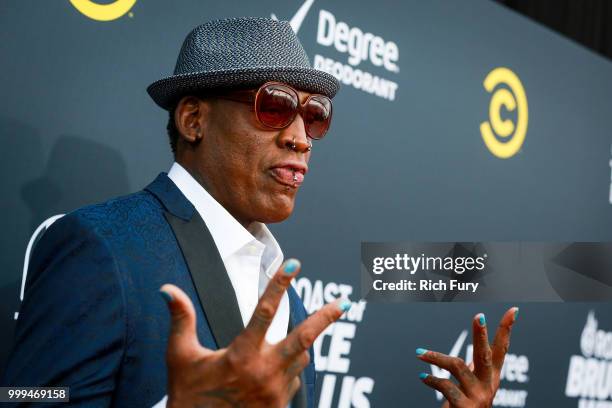 Dennis Rodman attends the Comedy Central Roast of Bruce Willis at Hollywood Palladium on July 14, 2018 in Los Angeles, California.