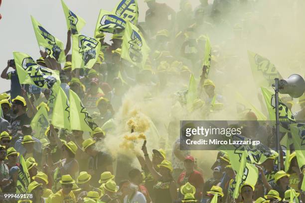 Fans celebrate Valentino Rossi of Italy and Movistar Yamaha MotoGP during the MotoGP race during the MotoGp of Germany - Race at Sachsenring Circuit...