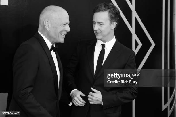 Bruce Willis and Edward Norton attend the Comedy Central Roast of Bruce Willis at Hollywood Palladium on July 14, 2018 in Los Angeles, California.