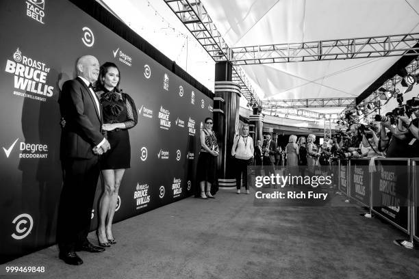 Bruce Willis and Emma Heming attend the Comedy Central Roast of Bruce Willis at Hollywood Palladium on July 14, 2018 in Los Angeles, California.