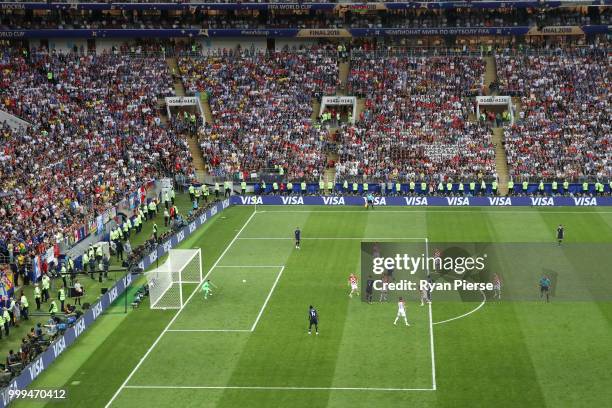 Paul Pogba of France celebrates with team mates after scoring his team's second goal during the 2018 FIFA World Cup Final between France and Croatia...