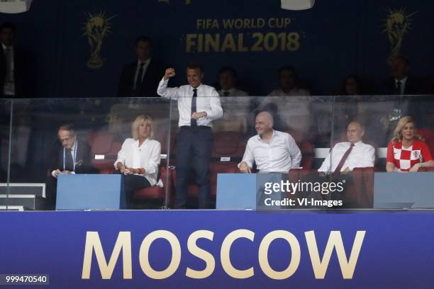 France's President Emmanuel Macron, FIFA President Gianni Infantino,Russian President Vladimir Poetin, Croatia's President Kolinda Grabar-Kitarovic...