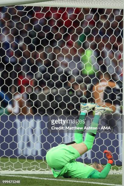Danijel Subasic of Croatia dejected after Paul Pogba of France scores a goal to make it 3-1 during the 2018 FIFA World Cup Russia Final between...