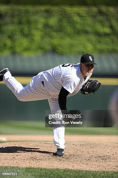 Bobby Jenks of the Chicago White Sox pitches gainst the Toronto Blue Jays on May 9, 2010 at U.S. Cellular Field in Chicago, Illinois. The Blue Jays...