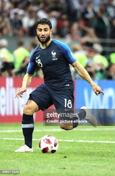 July 2018, Russia, Moscow: Soccer, World Cup 2018: Final game, France vs. Croatia at the Luzhniki Stadium. France's Nabil Fekir in action. Photo:...