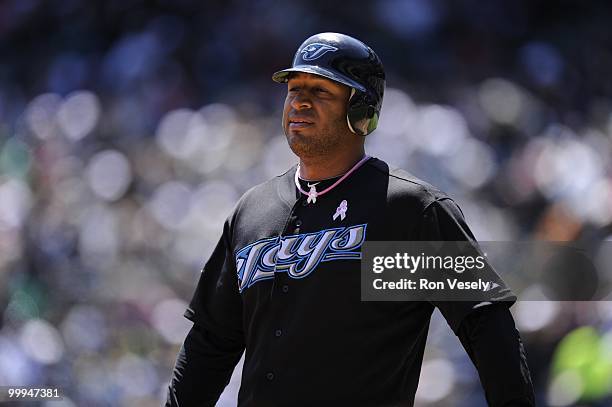 Vernon Wells of the Toronto Blue Jays looks on against the Chicago White Sox on May 9, 2010 at U.S. Cellular Field in Chicago, Illinois. The Blue...