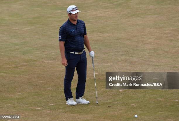 Ryan Fox of New Zealand waits to play his second shot to the 1st hole during the Open Qualifying Series as part of the Aberdeen Standard Investments...