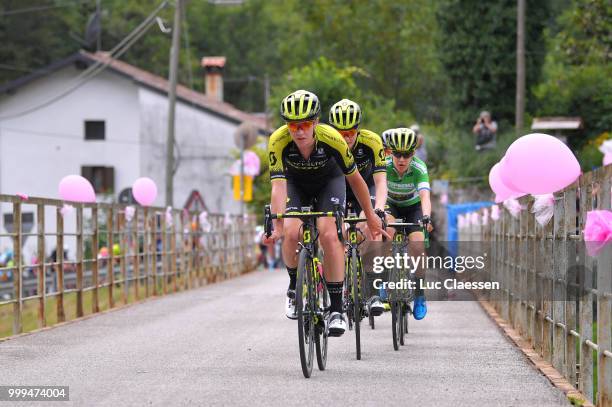 Jolien DHoore of Belgium / Sarah Roy of Australia / Amanda Spratt of Australia Green jersey / Team Mitchelton-Scott of Australia / during the 29th...