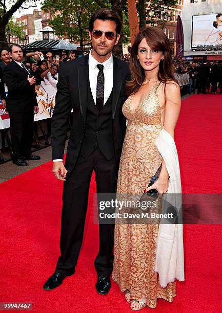 Hrithik Roshan and his wife Suzanne Khan attend the European Premiere of 'Kites' at Odeon West End on May 18, 2010 in London, England.