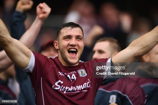 Dublin , Ireland - 15 July 2018; Galway captain Damien Comer celebrates after the GAA Football All-Ireland Senior Championship Quarter-Final Group 1...