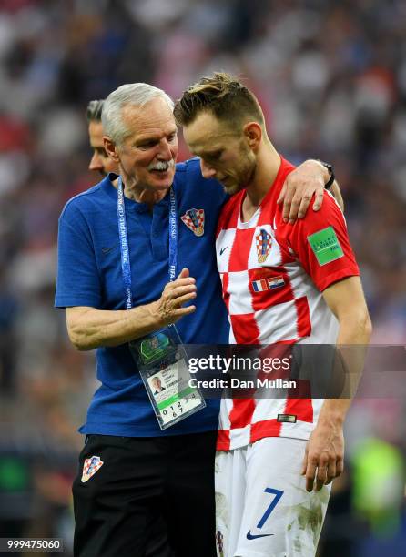 Ivan Rakitic of Croatia shows his dejection following the 2018 FIFA World Cup Final between France and Croatia at Luzhniki Stadium on July 15, 2018...