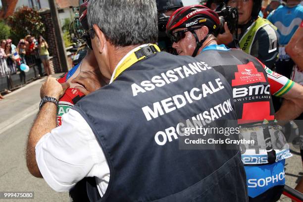 Richie Porte of Australia and BMC Racing Team / Simon Gerrans of Australia and BMC Racing Team / Crash / Injury / Doctor / Medical / Abandon / Broken...