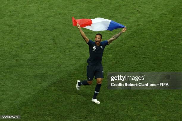 Corentin Tolisso of France celebrates following his sides victory in the 2018 FIFA World Cup Final between France and Croatia at Luzhniki Stadium on...