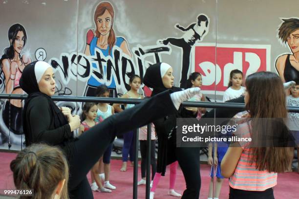 Ines Khalifeh teaches a self-defence course for girls at the age of five to 13 in the self-defence centre for women 'SheFighter' in Amman, Jordan, 29...