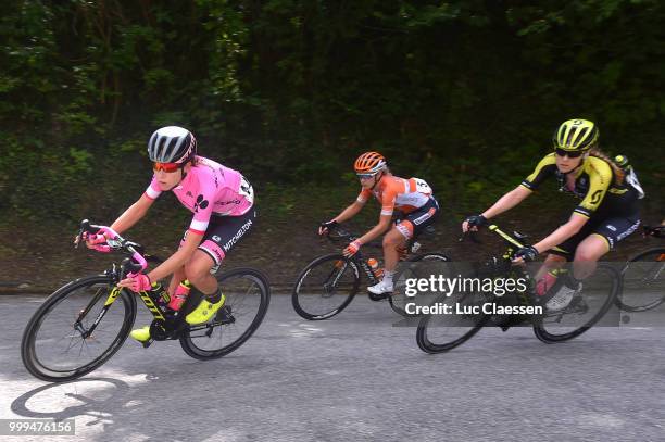 Annemiek van Vleuten of The Netherlands and Team Mitchelton-Scott / Pink leaders jersey / Gracie Elvin of Australia and Team Mitchelton-Scott /...