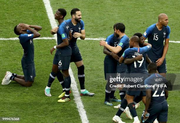 France players celebrate following their sides victory in the 2018 FIFA World Cup Final between France and Croatia at Luzhniki Stadium on July 15,...