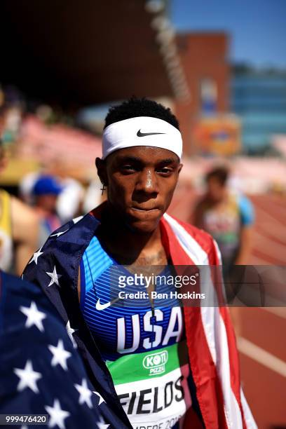 Howard Fields of The USA looks on following the final of the men's 4x400m relay on day six of The IAAF World U20 Championships on July 15, 2018 in...