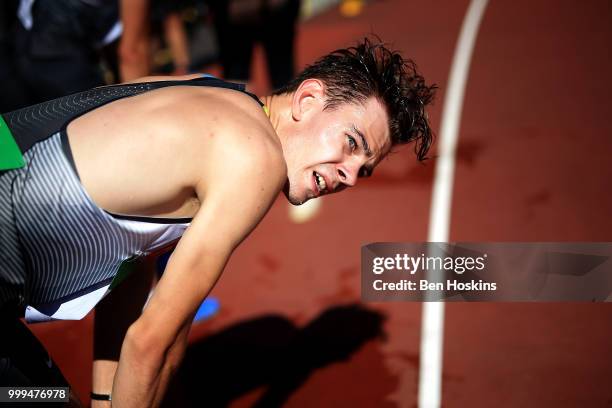 Justus Ringel of Germany looks on following the final of the men's 4x400m relay on day six of The IAAF World U20 Championships on July 15, 2018 in...