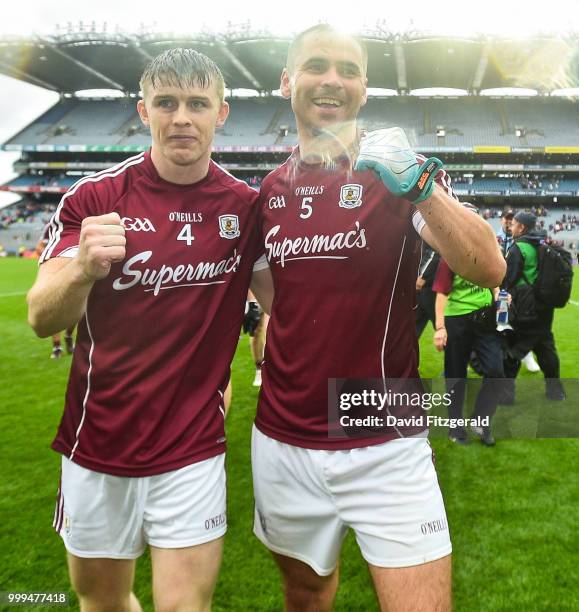 Dublin , Ireland - 15 July 2018; David Wynne, left, and Cathal Sweeney of Galway celebrate after the GAA Football All-Ireland Senior Championship...