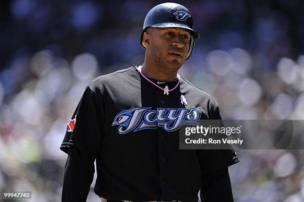 Vernon Wells of the Toronto Blue Jays looks on against the Chicago White Sox on May 9, 2010 at U.S. Cellular Field in Chicago, Illinois. The Blue...