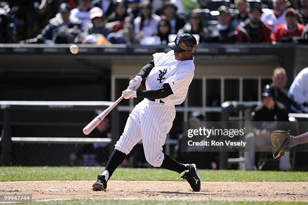 Juan Pierre of the Chicago White Sox bats against the Toronto Blue Jays on May 9, 2010 at U.S. Cellular Field in Chicago, Illinois. The Blue Jays...