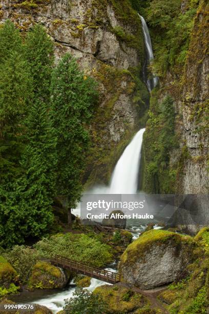 wahclella falls in the columbia river gorge, portland, oregon, united states - columbia falls stock pictures, royalty-free photos & images