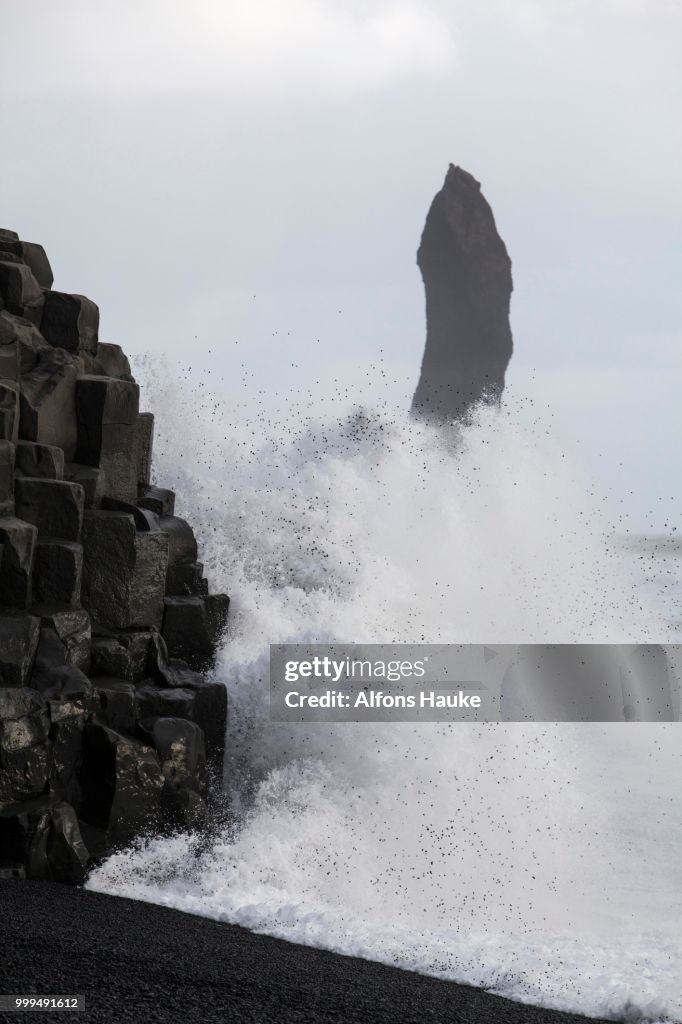 Reynisdrangar pinnacles, Vik i Myrdal, Myrdalur, Southern Region, Iceland