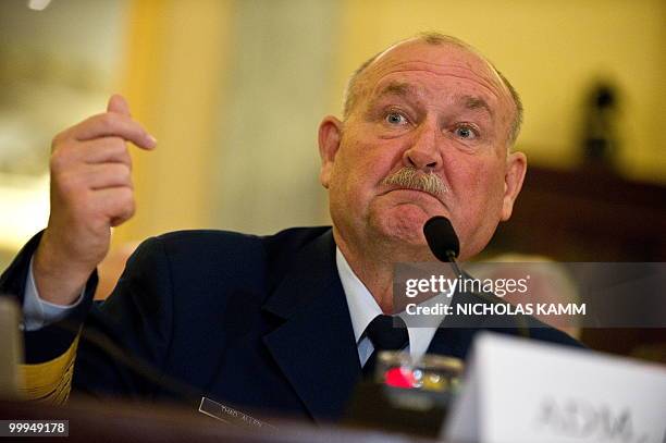 Coast Guard Commandant Adm. Thad Allen appears before a hearing of the Senate Commerce, Science and Transportation Committee on the response efforts...