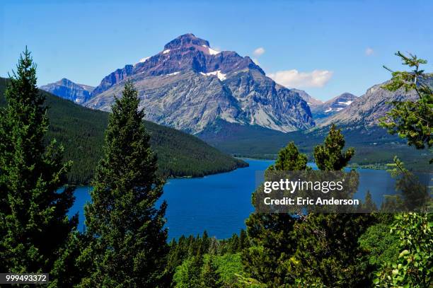 st. mary's lake, east glacier national park - east lake stock pictures, royalty-free photos & images