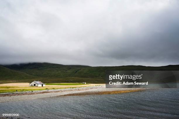 bothy at camasunary, isle of skye, scotland, united kingdom - highland islands stock pictures, royalty-free photos & images