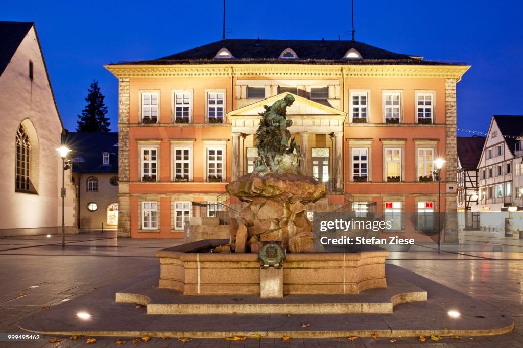 Fountain and Town Hall, Detmold, North Rhine-Westphalia, Germany