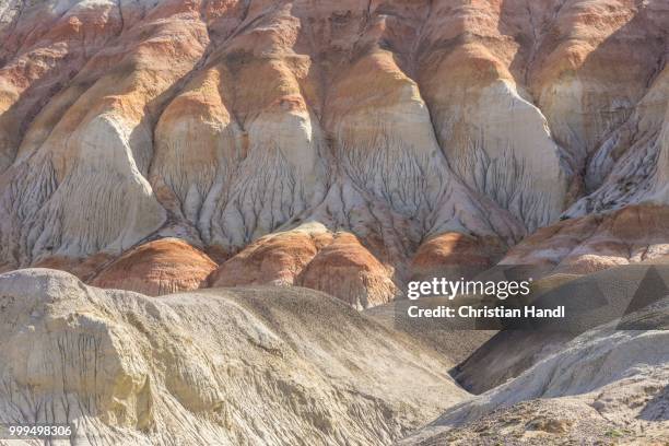 colorful hills, petrified forest bosque petrificado national monument, sarmiento, chubut, argentina - bosque stock pictures, royalty-free photos & images