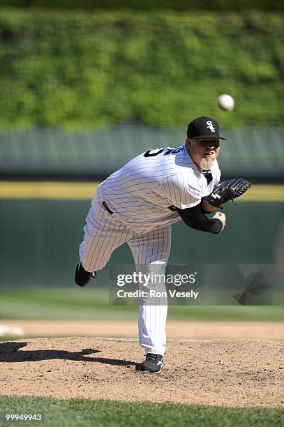 Bobby Jenks of the Chicago White Sox pitches gainst the Toronto Blue Jays on May 9, 2010 at U.S. Cellular Field in Chicago, Illinois. The Blue Jays...