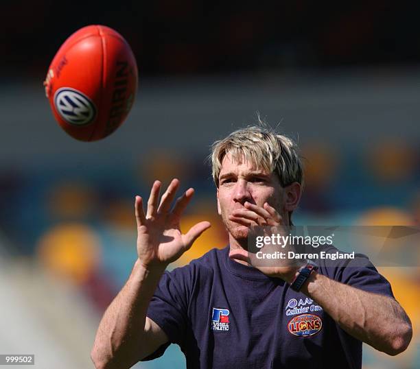 Jason Akermanis of the Brisbane Lions in action during training the day after winning the AFL Brownlow Medal at the Gabba in Brisbane, Australia....