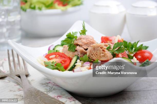 a tuna salad - seafood salad stock pictures, royalty-free photos & images