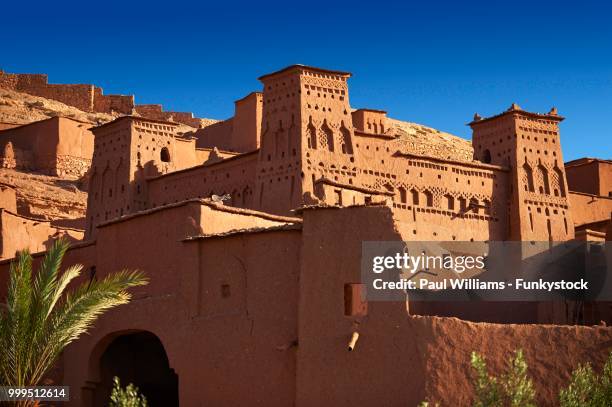 mud buildings of the fortified berber ksar of ait benhaddou, sous-massa-dra, morocco - berber stock pictures, royalty-free photos & images