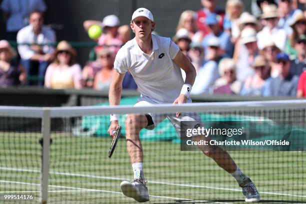 Mens Singles Final - Novak Djokovic v Kevin Anderson - Kevin Anderson at All England Lawn Tennis and Croquet Club on July 15, 2018 in London, England.