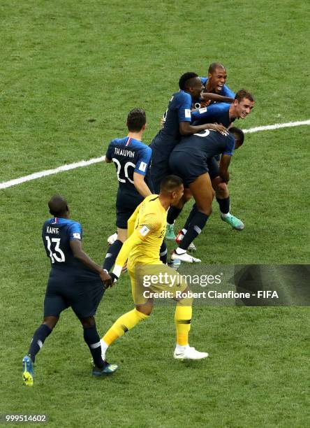 France players celebrate following their sides victory in the 2018 FIFA World Cup Final between France and Croatia at Luzhniki Stadium on July 15,...