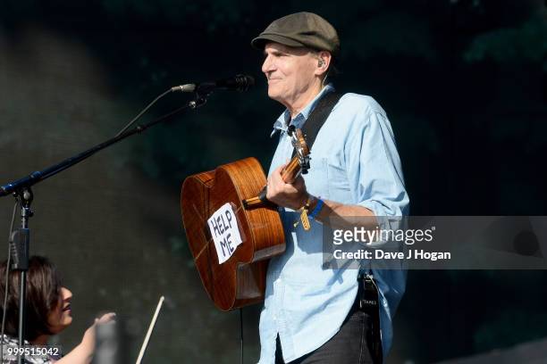 James Taylor performs on stage as Barclaycard present British Summer Time Hyde Park at Hyde Park on July 15, 2018 in London, England.