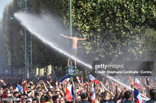 Ambiance at the Fan Zone during the World Cup Final France against Croatie, at the Champs de Mars on July 15, 2018 in Paris, France.