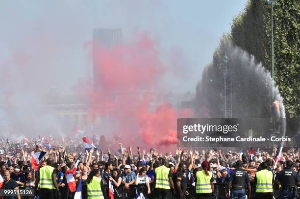 Ambiance at the Fan Zone during the World Cup Final France against Croatie, at the Champs de Mars on July 15, 2018 in Paris, France.