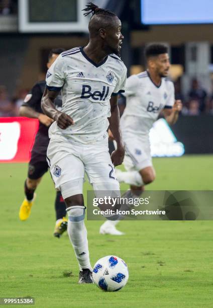 Vancouver Whitecaps forward Kei Kamara looks to make a pass during a MLS match between D.C. United and the Vancouver Whitecaps on July 14 at Audi...